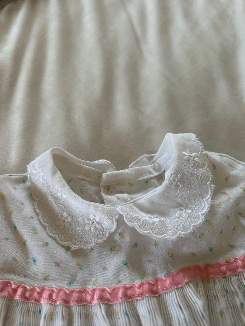 Vintage Roanna Togs Baby Girl Top & Bloomers 18M Floral Lace Peter Pan Collar